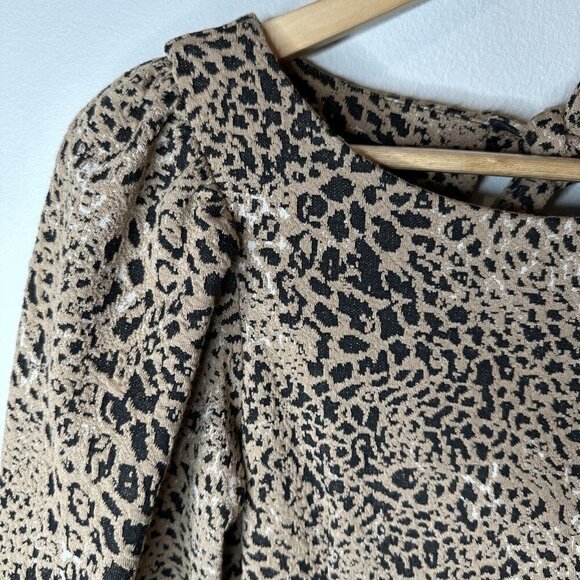 Anthropologie Maeve Leopard Animal Print Bow Cut Out Back Mini Dress Size 2 - Picture 6 of 16
